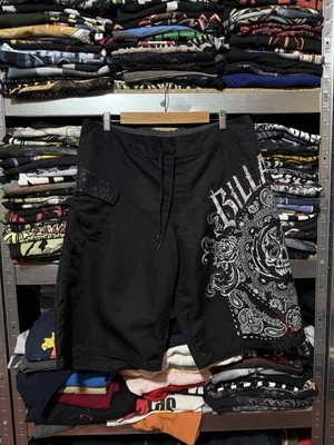 Pantalones Cortos Para Hombre Vintage Años 90 Billabong Bandana Estilo Retro Surf Negros Talla 34 Y2K Foto 1 de 4