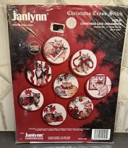 Janlynn Christmas Cross Stitch Kit Set Of 8 Christmas Cats Ornaments 125-91 New - Picture 1 of 9