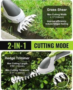 WORKPRO 2 in 1 7.2V Handheld Cordless Grass Shear & Shrubbery Trimmer White New - Picture 1 of 7