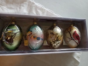 David Dangle Home Collection Ornament Set Of 4 Handmade Christmas Bird Glass art - Picture 1 of 9