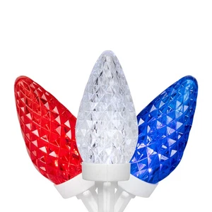 Northlight Patriotic LED C9 Faceted Christmas Lights - Red, White and Blue - - Picture 1 of 6