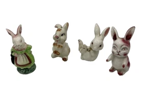 Rabbit Bunny Salt Pepper Shaker Mismatch Japan Ceramic Easter Decor LOT of 4 - Picture 1 of 22