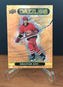 2021-22 Upper Deck Series 1 Orange Dazzlers #DZ-9 Sebastian Aho - Carolina  - Picture 1 of 2
