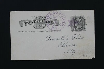 UNITED STATES 1885 Postal card UX7 from Peterborough, N.Y.  with fance cancel - Image 1 of 2