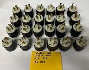 Leviton 2611 Twist Lock Plug Industrial 30A 125V 2P Nema L5-30P (24 Pcs) - Picture 1 of 5