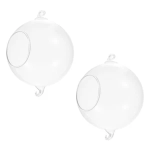 2 Pcs Glasvase Dekorativer Blumentopf Zum Aufhängen Runder Hängender Übertopf - Bild 1 von 12