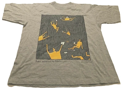 Camiseta Jiri Trovuba Años 90 Divertida Explosiva Praha Intelectuales Ocupados De Colección Gris S Foto 1 de 4