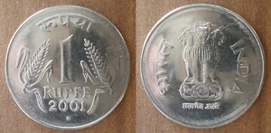 India 1 Rupee 2001 UNC Free Shipping Worldwide - Picture 1 of 3