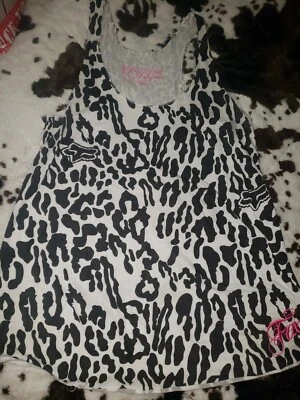 Fox Girls Racerback Tank Top size large leopard cheetah vintage black women  - Image 1 of 4