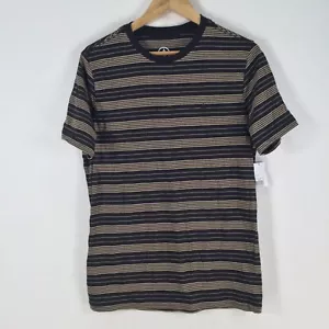NEW Volcom mens t shirt size S black beige striped short sleeve crew 090942 - Picture 1 of 9