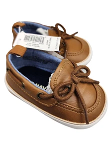 Faux-Leather Boat Shoes for Baby 0-3 months brown - Picture 1 of 5