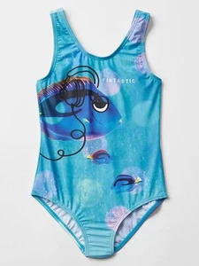 Gap Kids Girls Doodle Fish One-piece Swimsuit XL 12 Blue Lined NWT $40 - Picture 1 of 1