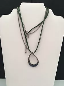lia sophia silver slide w/ double chains - Picture 1 of 6