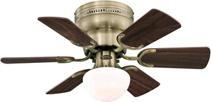 7231700 Petite Indoor Ceiling Fan with Light, 30 Inch, Antique Brass - Picture 1 of 8