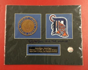 Denny McLain Detroit Tigers SIGNATURE Framed Patches World Series Patch 1968 MVP - Picture 1 of 3