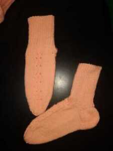 Handmade Pink Knitted Wool Mid Calf Socks