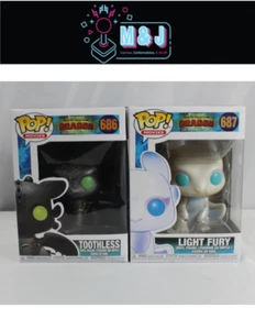 Funko Pop Vinyl How To Train Your Dragon SET : TOOTHLESS #686 & LIGHT FURY #687 - Picture 1 of 7