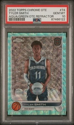 Gem!Tyler Smith 2022 Topps Chrome Aqua/Green Refractor #74 Overtime Elite PSA 10 - Image 1 of 2