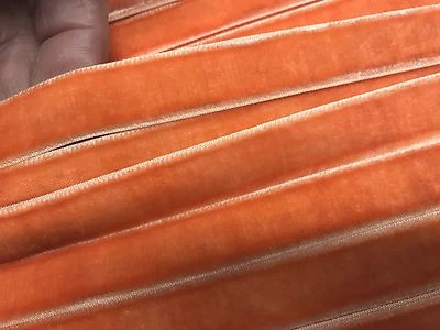 Vintage Rayon 5/8" Velvet Ribbon Trim Orange Sorbet 3yds Made in France - Image 1 of 4