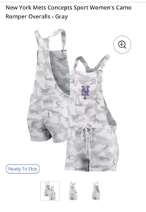 Women's Concepts Sport Gray New York Mets Camo Romper Overalls size XL - Picture 1 of 7