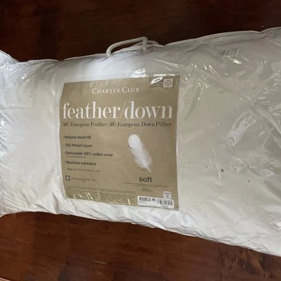 Charter Club  European Feather/Down Soft  King  Pillow 325TC Cover NWT $160 - Image 1 of 4