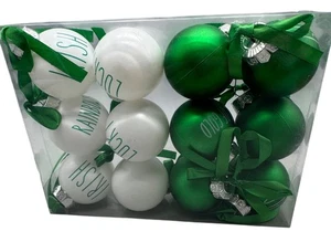 Weihnachtsschmuck mit irischem Thema grün & weiß 12er Set mit festlichen Worten LESEN - Bild 1 von 7