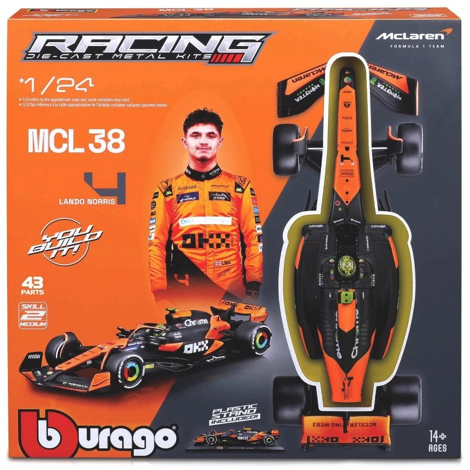 Modellino auto kit di montaggio model kit Burago MC LAREN MCL38 NORRIS 1:24 - Immagine 1 di 1