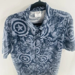 Camicia Marvel Captain America con bottoni taglia Large - camicia hawaiana in ardesia - Foto 1 di 9