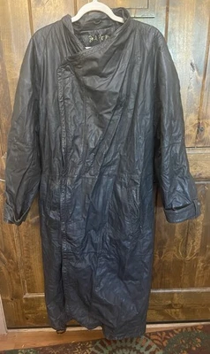 Daniel Young black leather trench coat mens - Image 1 of 4