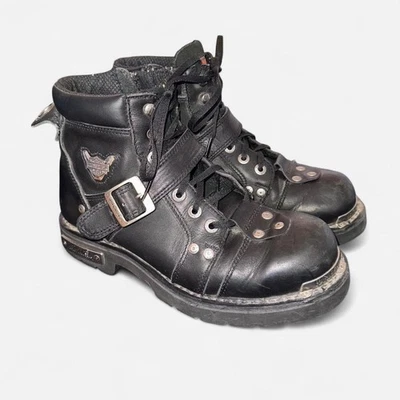 Harley-Davidson Boots Mens Size 9  Black brake buckle Side Zip Motorcycle D91684 - Image 1 of 4