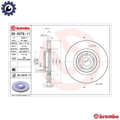 2x BRAKE DISC 09.N378.11 FOR FORD KUGA/III FOCUS/IV/Turnier M0DC/SFDC 1.0L 3cyl - Image 1 of 4