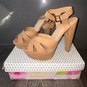 My Delicious Shoes Sedona-S Size 10 Womens 5" Heels US Tan NEW With Box - Picture 1 of 7