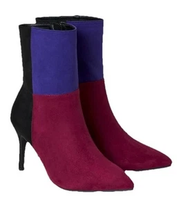 JOE BROWNS - BLACK PINK PURPLE SUEDE LEATHER COLOUR BLOCK ANKLE BOOTS - 5E NWOB - Picture 1 of 13