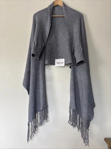 Lagan Look Clothing Grey Ribbed Tasseled Poncho OS NWT - Picture 1 of 7