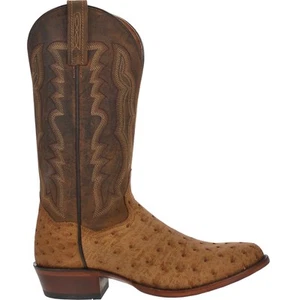 Dan Post Boots Gehrig Ostrich Embroidered Round Toe Pull On Cowboy  Mens Brown D - Picture 1 of 5