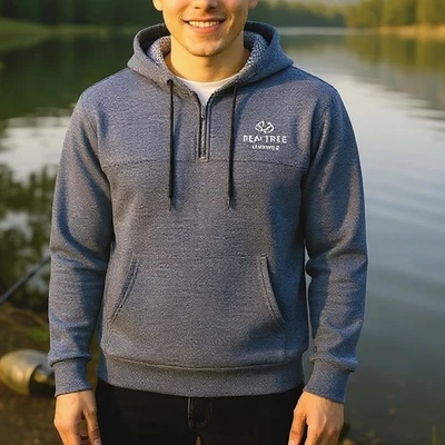 Realtree Fishing Boys Hoodie Pullover 1/4 Zip Blue Cove Heather Outdoor S - Image 1 of 4