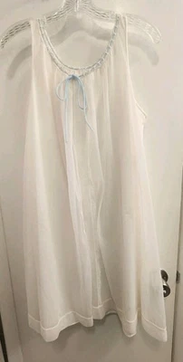 Gaymode винтажный с подкладкой большой белый Babydoll ночная рубашка кружева синий отделки JC пенни  - Изображение 1 из 2