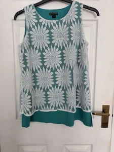 Nina Leonard Sleeveless Lace Overlay Top M (14) Teal/white - Picture 1 of 4