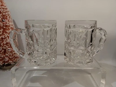 Vintage Tiffany & Co. Crystal Rock Cut Beer Mugs Glasses Set of 2 Gorgeous Heavy - image 1 of 4