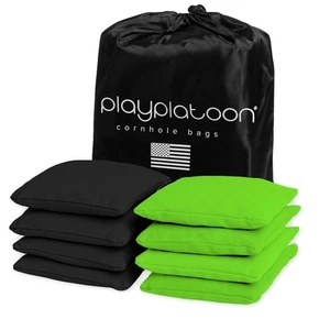 Premium Weather Resistant Duckcloth Cornhole Bags - Lime Green & Black - Picture 1 of 7
