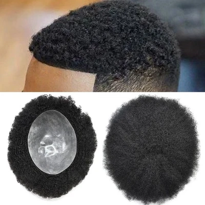 Pelo humano ondulado africano americano sistema de cabello gris rizado afro toupee negro para hombre Foto 1 de 4