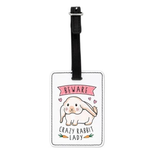 Beware Crazy Rabbit Lady Visual Luggage Tag Suitcase Bag - Funny Travel - Picture 1 of 1
