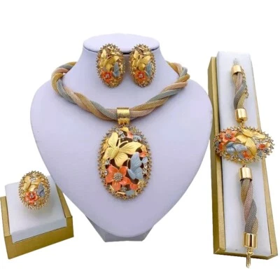 African Jewelry Dubai Gold Plated Jewelry Set Women Wedding Bridal 101 - Image 1 of 4