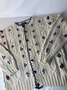 Woolrich Wool Floral Flower Cardigan Women’s Vintage Sweater 90s Size M - Picture 1 of 7