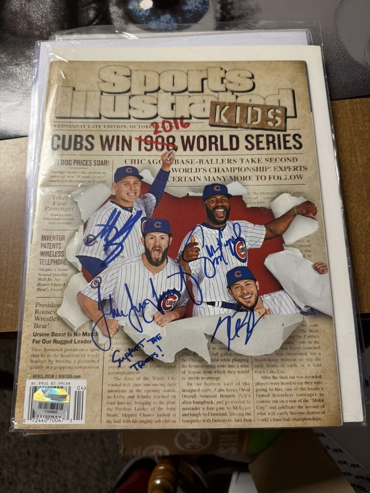 BRYANT, RIZZO, HEYWARD, ARRIETA SIGNED SPORTS ILLUSTRATED CUBS - RARE (NO LABEL) - Image 1 of 3