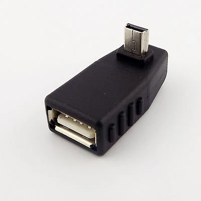 Down Angled 90° Mini USB 5-Pin B Male To USB 2.0 A Female Jack OTG Host Adapter - Image 1 of 4
