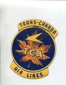 Vintage Airline Luggage Label TRANS-CANADA AIRLINES TCA Maple Leaf - Picture 1 of 2