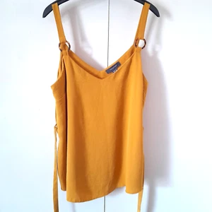 Primark Gold strappy summer top with tie belt & plastic rings size 16 - Picture 1 of 4