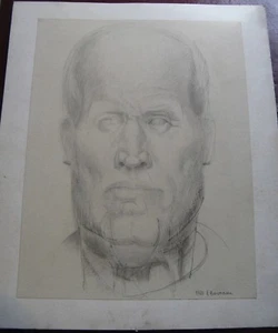 BEAU PORTRAIT AU CRAYON Signé EMILE BOUNEAU 1926 ECOLE DE PARIS BARBIZON Rare - Bild 1 von 3