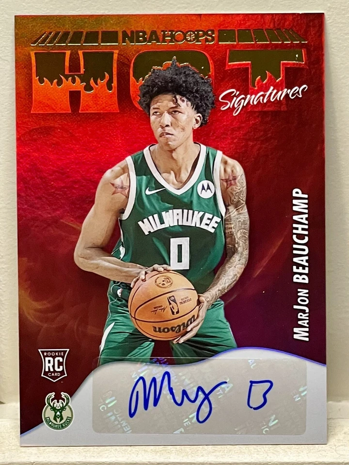 2022-23 NBA Hoops MarJon Beauchamp Rookie Hot Signatures #HSR-MJB Bucks RC - Image 1 of 2
